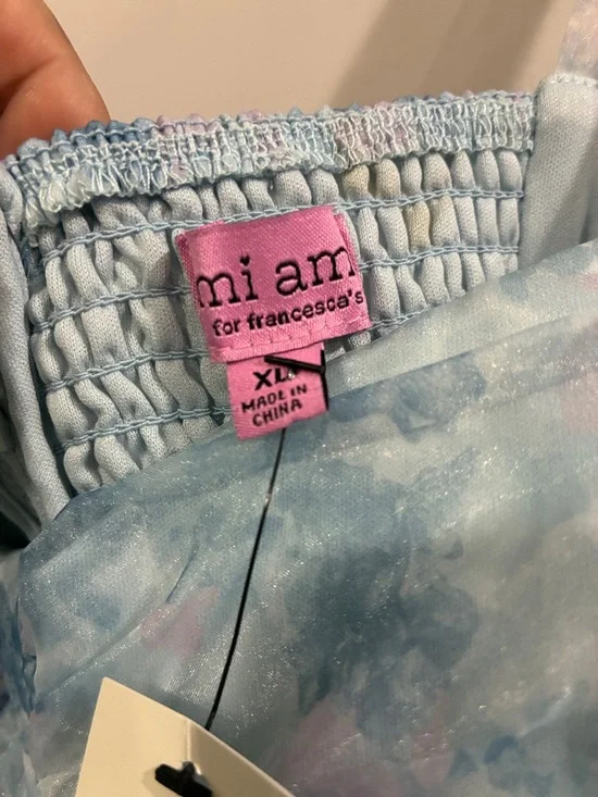 Francesca’s NWT Light Blue Tie-Shoulder Floral Mini Dress XL - Picture 6 of 9